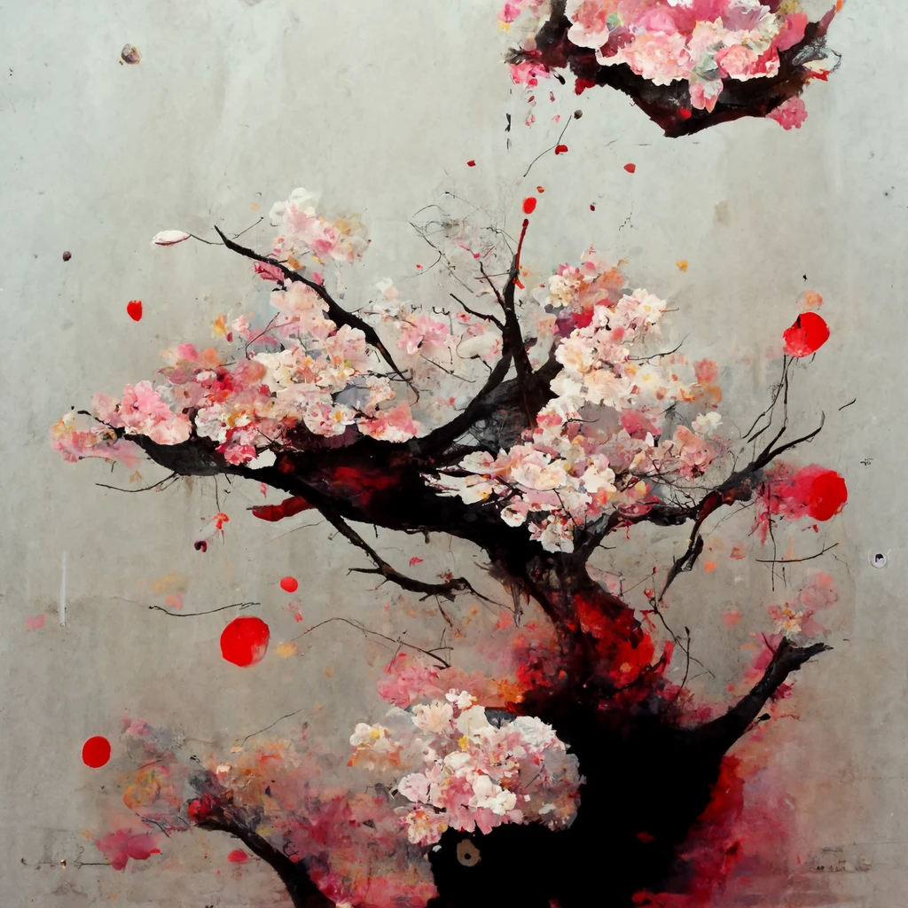 [Midjourney] Flor de cerezo japonés insania abstracte lluvia [Realista]