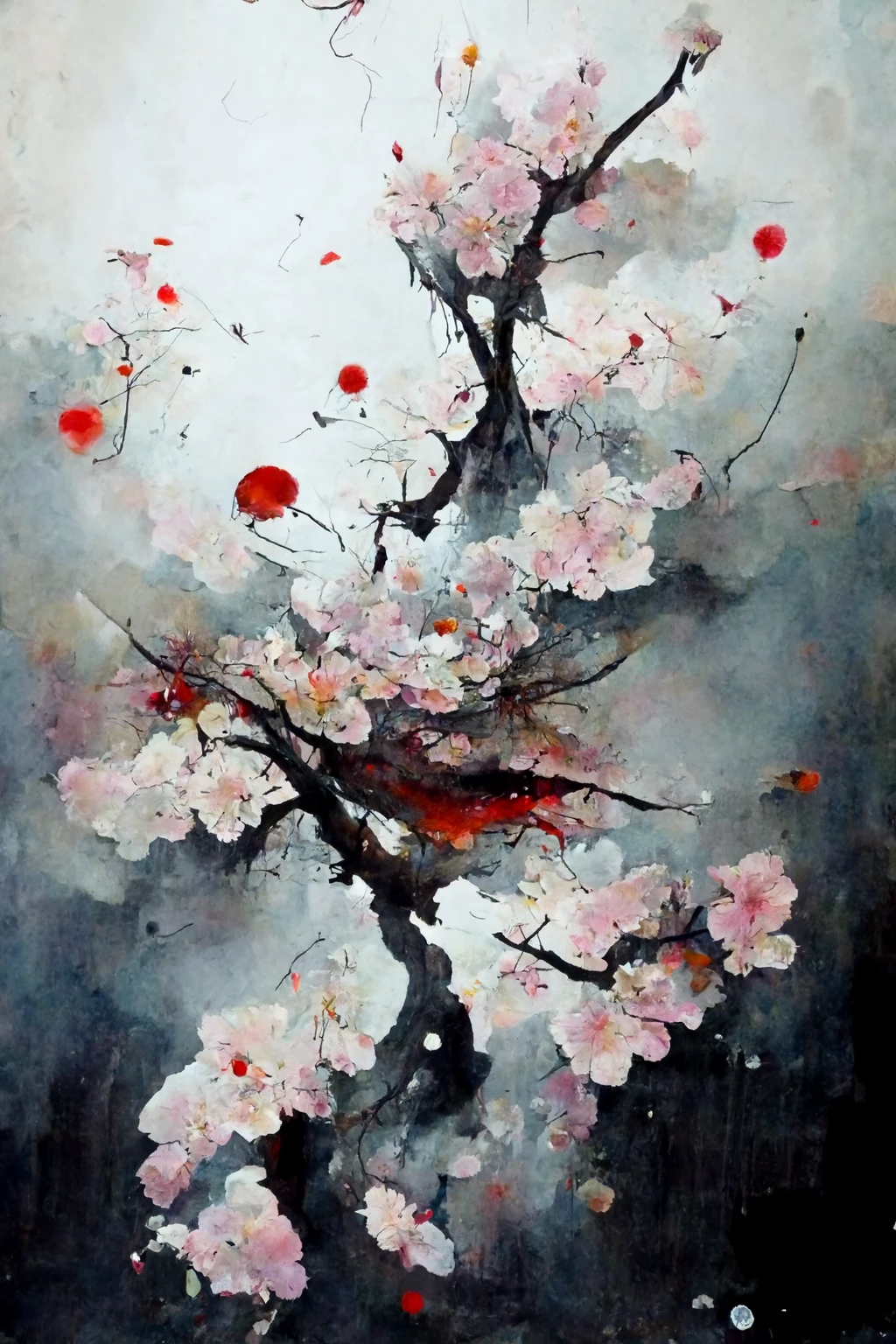 [Midjourney] Flor de cerezo japonés terror abstracte nieve [Realista]