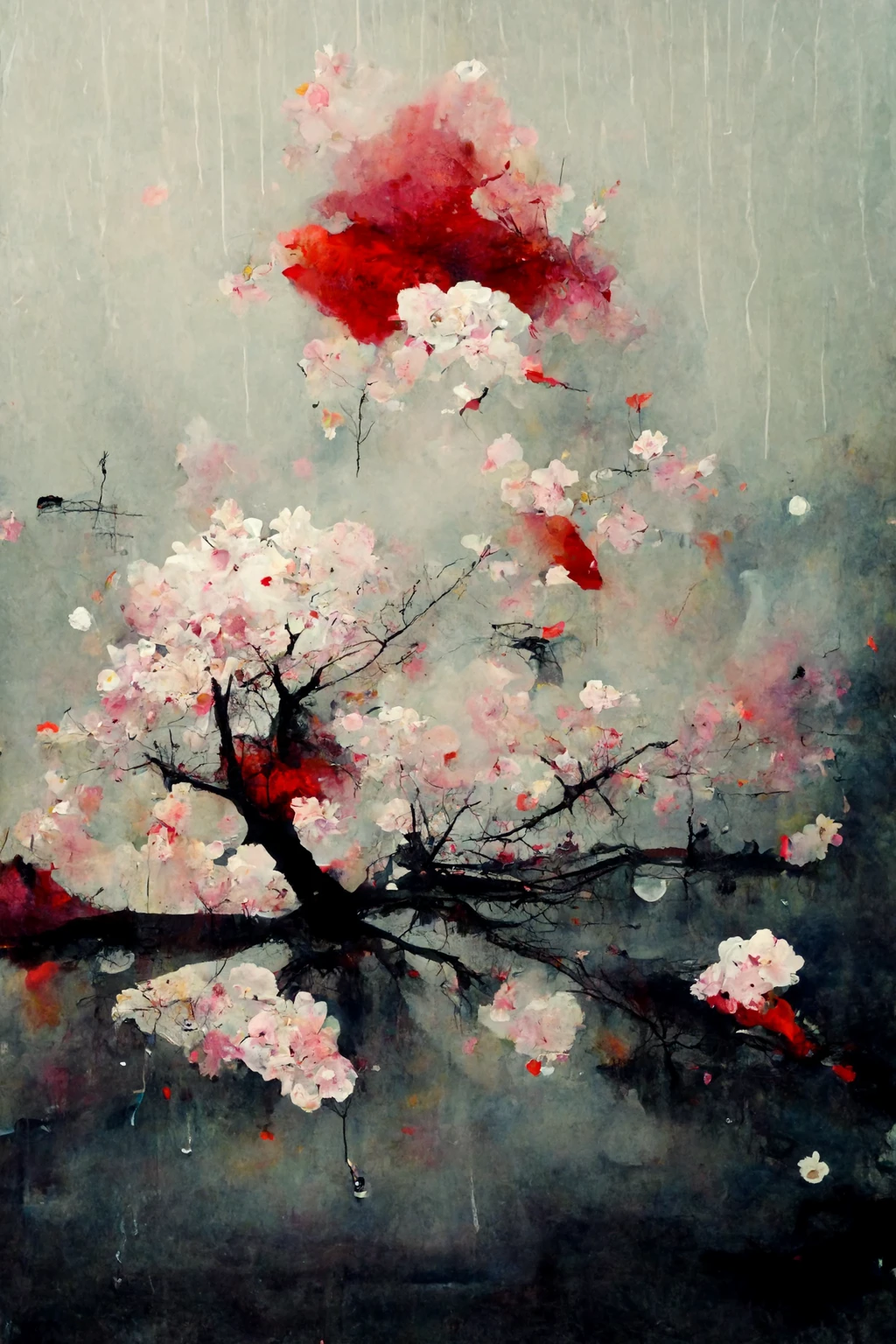 [Midjourney] Flor de cerezo japonés insania abstracte lluvia [Realista]