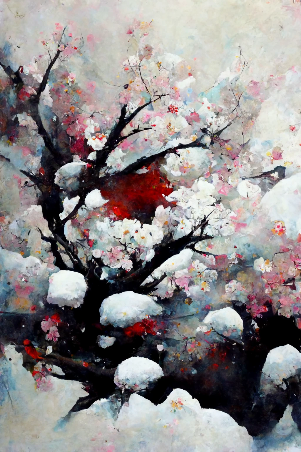 [Midjourney] Flor de cerezo japonés insania abstracte nieve [Realista]