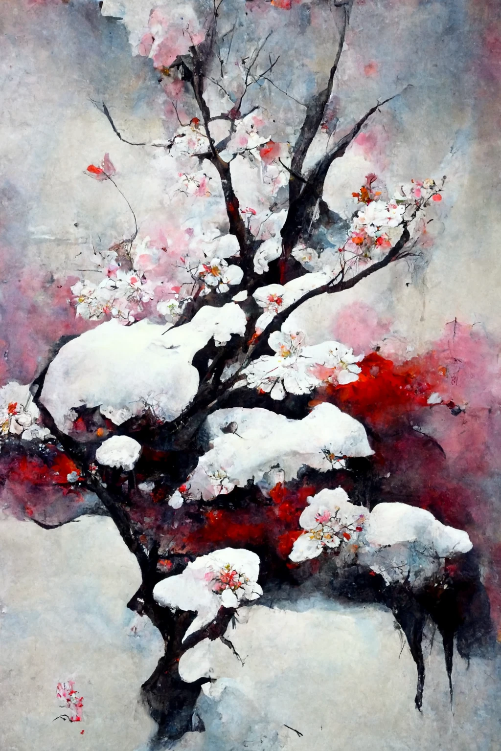 [Midjourney] Flor de cerezo japonés insania abstracte nieve [Realista]