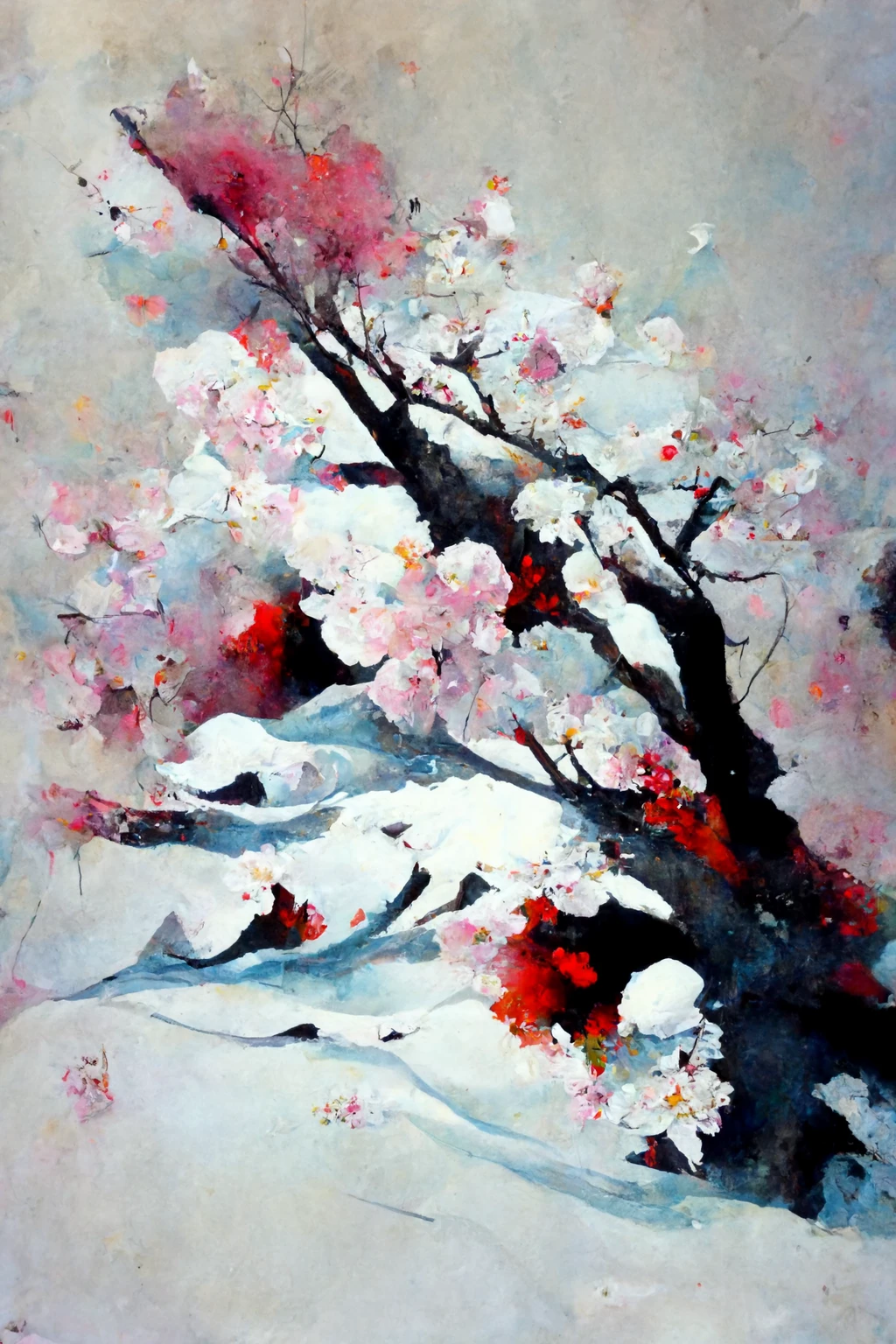 [Midjourney] Flor de cerezo japonés insania abstracte nieve [Realista]