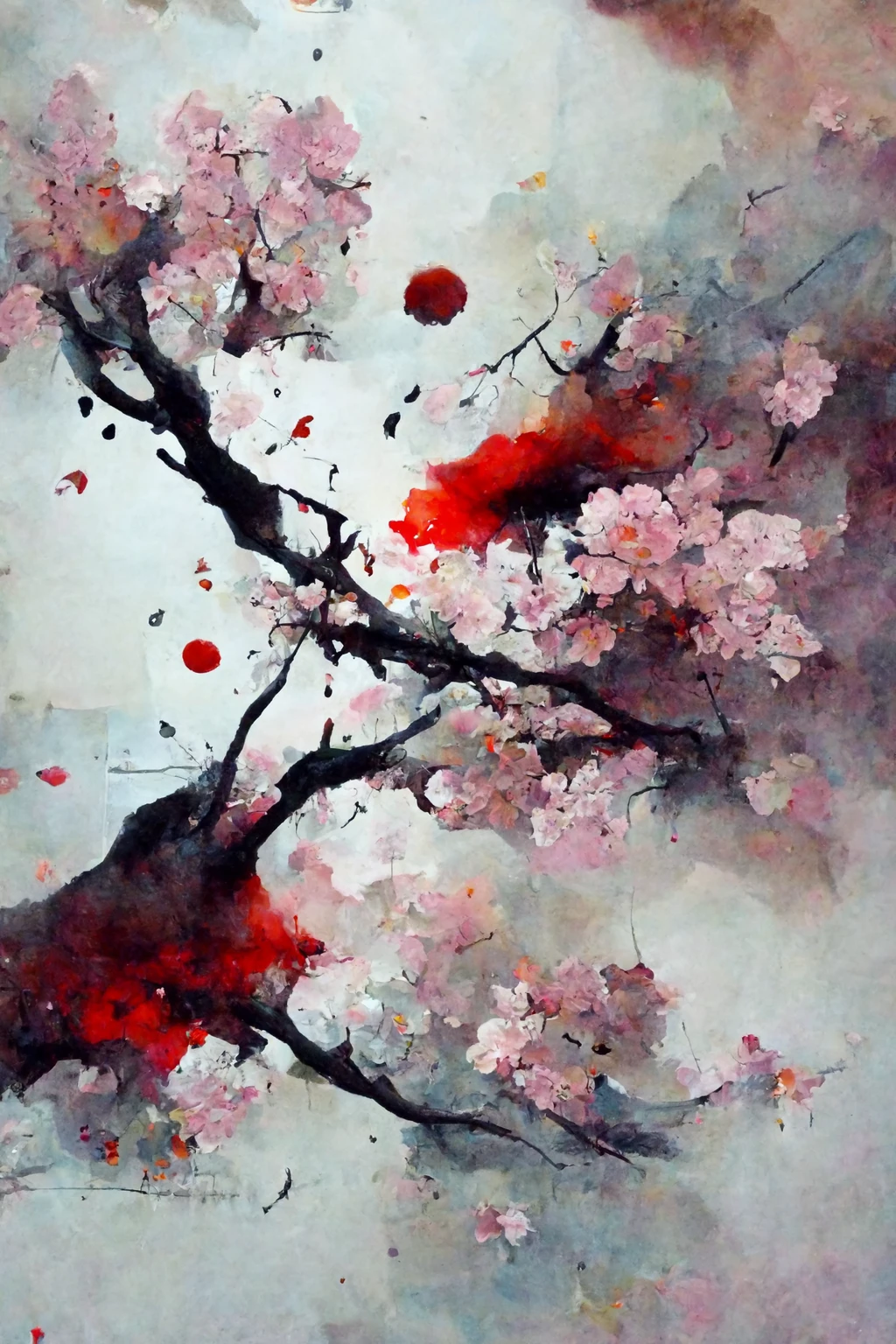 [Midjourney] Flor de cerezo japonés insania abstracte lluvia [Realista]