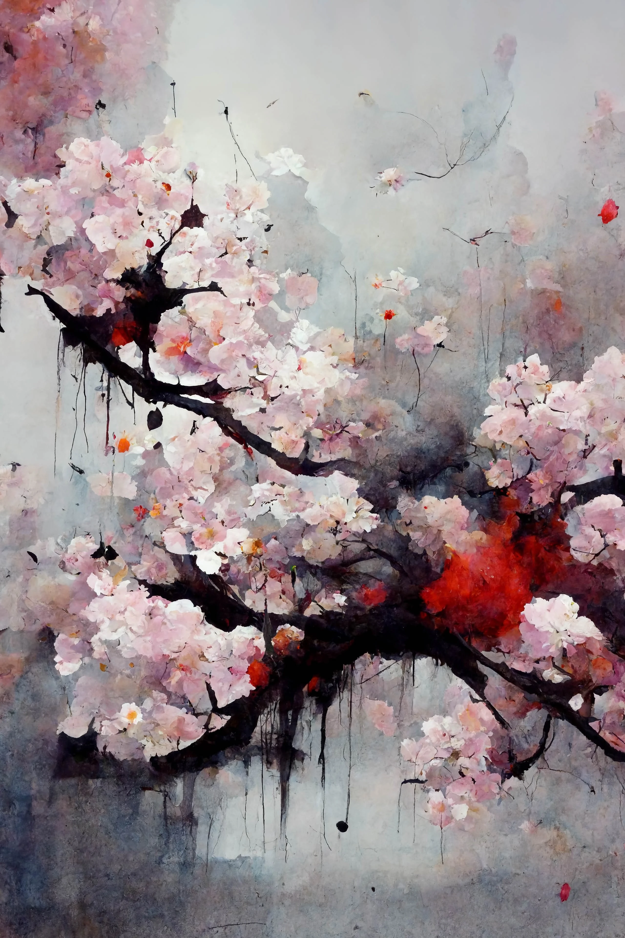 [Midjourney] Flor de cerezo japonés insania abstracte lluvia [Realista]