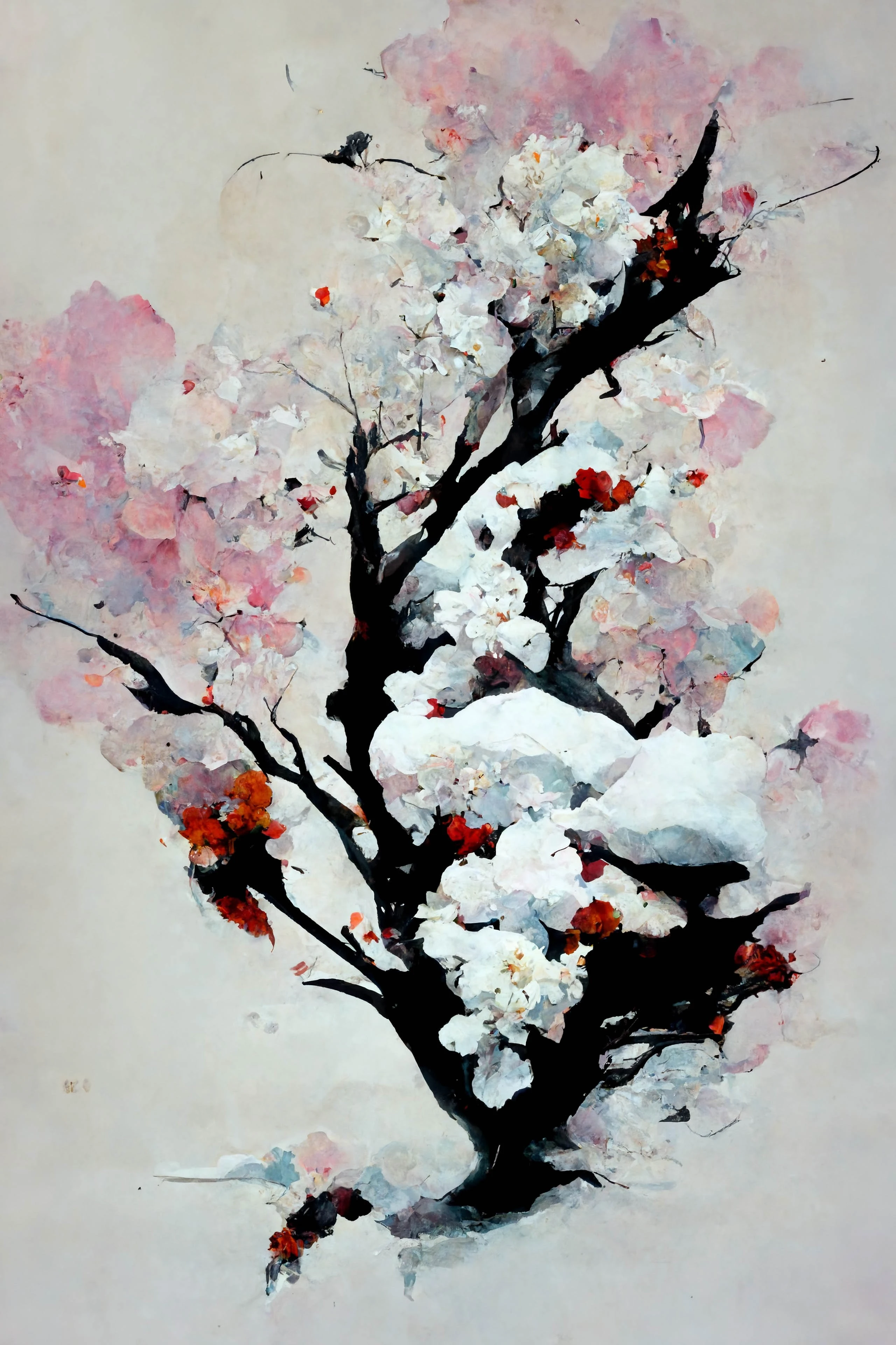 [Midjourney] Flor de cerezo japonés insania abstracte nieve [Realista]