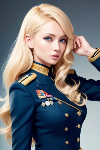cabello mediano, mujer hermosa, Obra maestra, uniforme militar