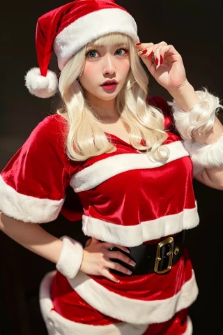 cabello mediano, mujer hermosa, Obra maestra, cosplay, Santa Claus