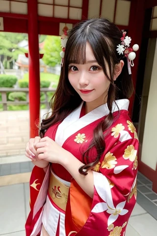 japonés, mujer hermosa, Obra maestra, doncella del santuario