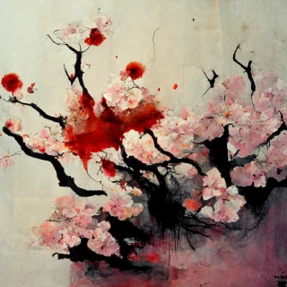 Flor de cerezo, japonés, terror, abstracte