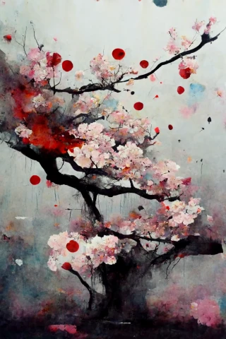 Flor de cerezo, japonés, insania, abstracte, lluvia