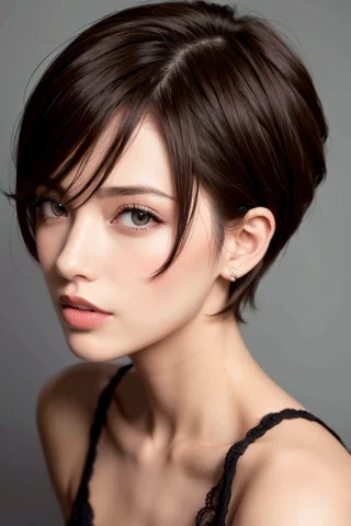 cabello corto, mujer hermosa, Elegante